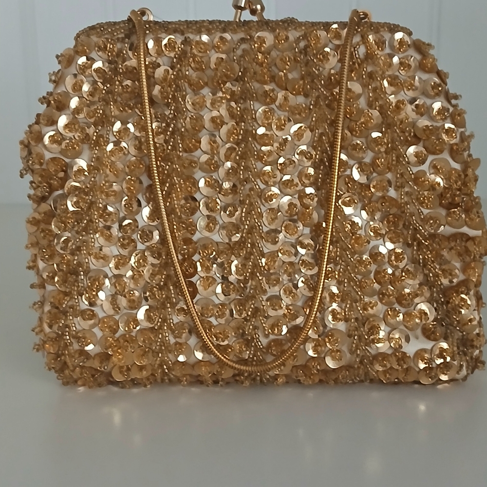 Vintage 1950'sGold Sequin Magid Evening Bag